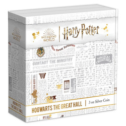 Niue: Harry Potter - Hogwarts The Great Hall 3 uncje Srebra 2022 Antique Finish