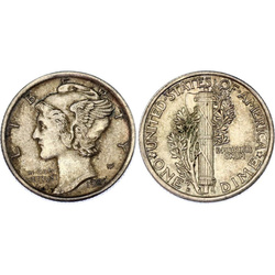 USA: 10 Centów Srebro Różne Roczniki (próba Ag.900) Obiegowy 10 sztuk