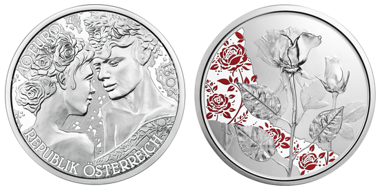Rose kolorowana 10 Euro Srebro 2021 Proof