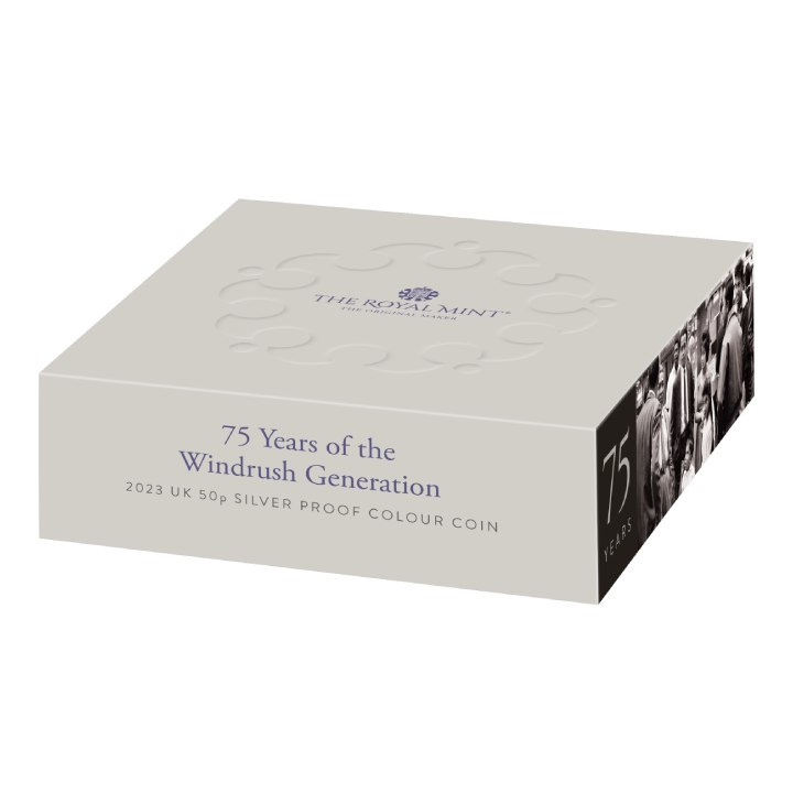 75 Years of the Windrush Generation kolorowany 50p Srebro 2023 Proof