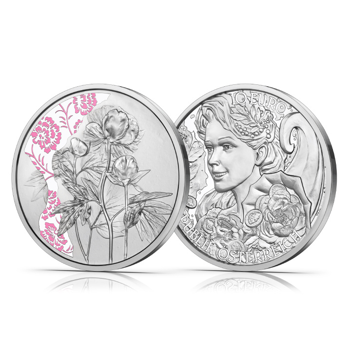 The Peony kolorowany 10 Euro Srebro 2024 Proof