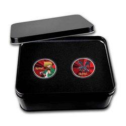 Zestaw 2 monet Niue: Yu-Gi-Oh! Joey, Red-Eyes Dragon kolorowany - 25. rocznica 2 x 1 uncja Srebra 2022 