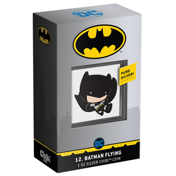 Niue: DC Comics - Batman Flying Chibi Coin kolorowany 1 uncja Srebra 2021 Proof