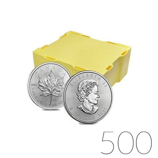 Kanadyjski Liść Klonowy 1 uncja Srebra 2020 PAKIET 500 SZTUK