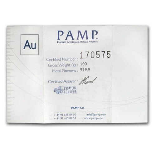 100 gramów Sztabka Złota LBMA GD Refiner Odlewana