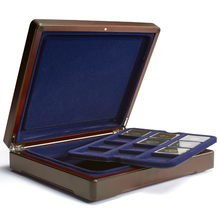 Leuchtturm - Paleta Mazzola na monety Quadrum 12 przedziałów (niebieska)