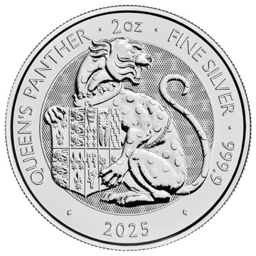 The Royal Tudor Beasts: The Queen's Panther 2 uncje Srebra 2025