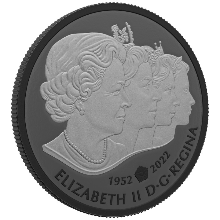 Canada: Queen Elizabeth II's Royal Cypher $20 Srebro 2022 Black Rhodium Matte Proof
