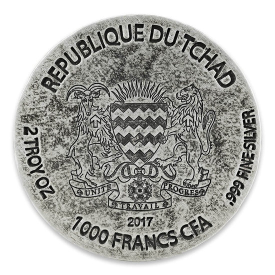 Czad: ERS Ramesses II: Afterlife 2 uncje Srebra 2017 Antiqued Coin