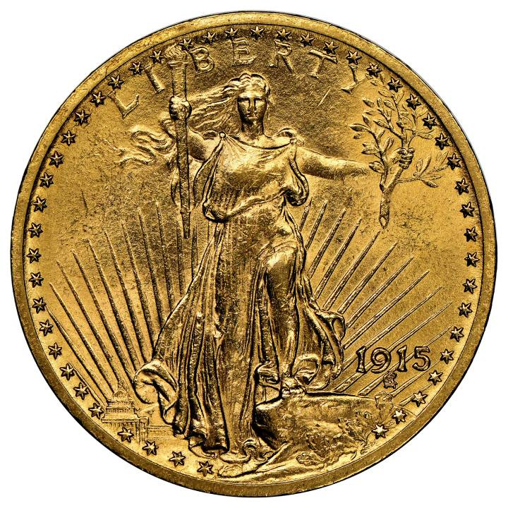 Double Eagle Złoto 20 Dollar 1915 S NGC MS63