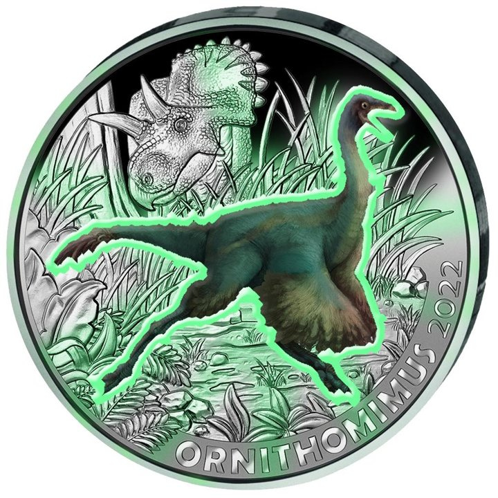 Ornithomimus Velox kolorowany 3 Euro Miedź 2022