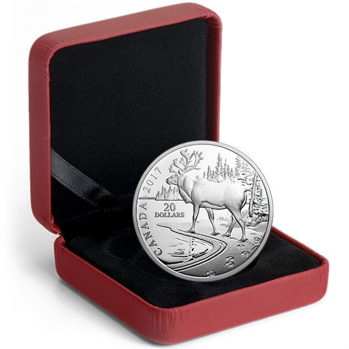 Nature's Impressions: Woodland Caribou 1 uncja Srebra 2017 Proof