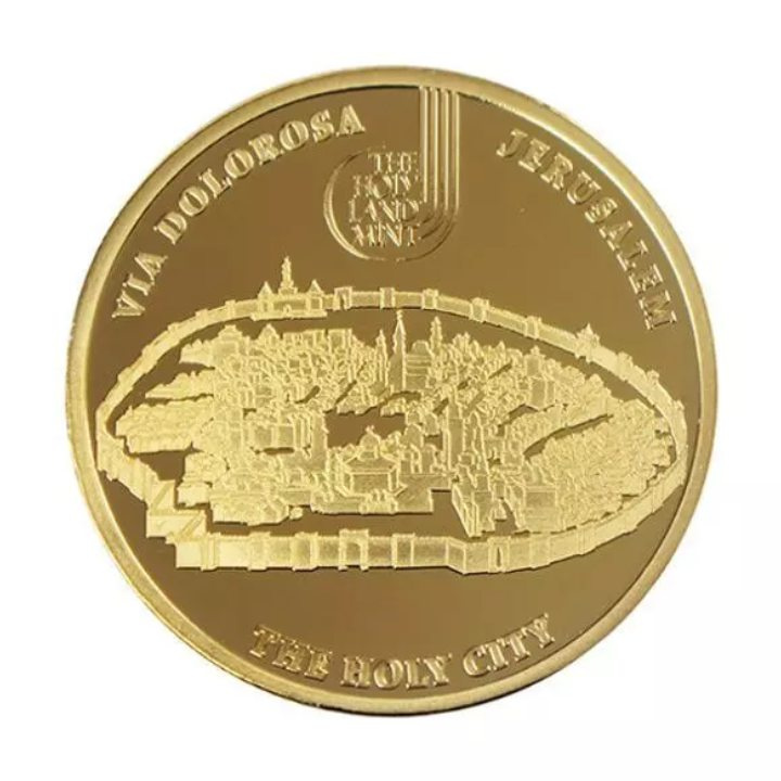 Zestaw 14 monet: Via Dolorosa kolorowany, pozłacany Brąz 2016 Prooflike