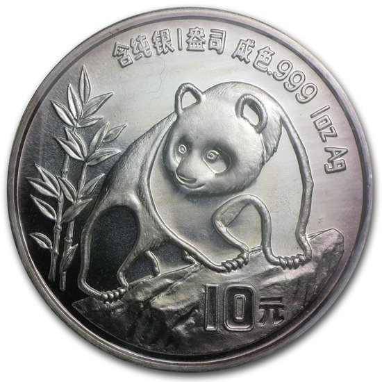 Chińska Panda 1 uncja Srebra 1990