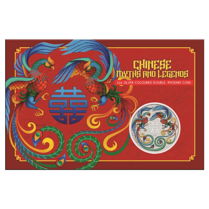 Chinese Myths and Legends: Double Phoenix kolorowany (vivid) 1 uncja Srebra 2025