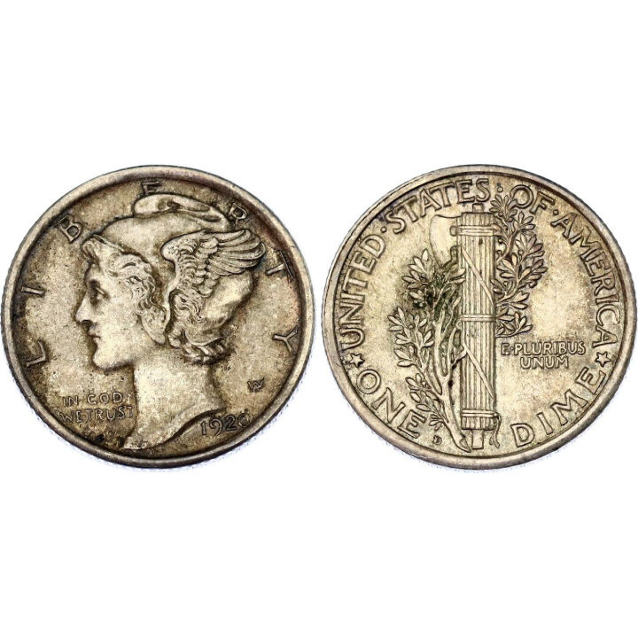 USA: 10 Centów Srebro Różne Roczniki (próba Ag.900) Obiegowy 10 sztuk