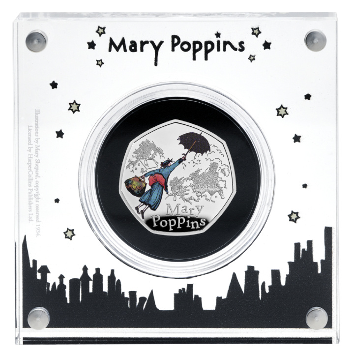 Mary Poppins kolorowana 50p Srebro 2025 Proof