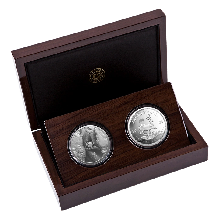 Zestaw Rhino/Krugerrand Rhino Privy Mark 2 uncje Srebra 2025 Proof