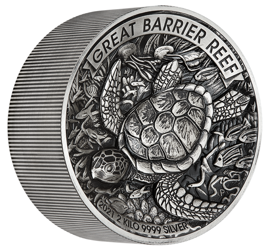 Wielka Rafa Koralowa 2000 gramów Srebra 2021 Antiqued High Relief