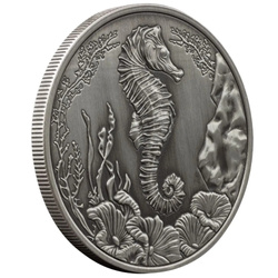 Samoa: Seahorse 1 uncja Srebra 2025 Antiqued Coin