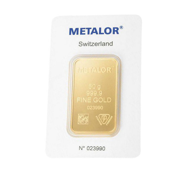 Sztabka Metalor 50 gramów Złota LBMA GD Refiner