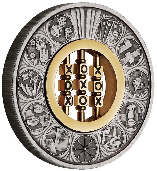 Tuvalu: Tic-Tac-Toe 2 uncje Srebra 2022 Antiqued Insert Macro Mood