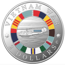 50th Anniversary of the End of Australia's Involvement in the Vietnam War kolorowany $2 Srebro 2023 Proof "C" Mintmark