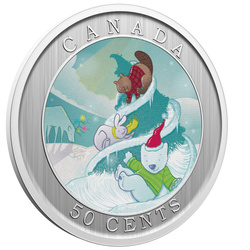 Canada: Whimsical Holiday Tree kolorowany 50 cents 2025 Specimen Lenticular Coin