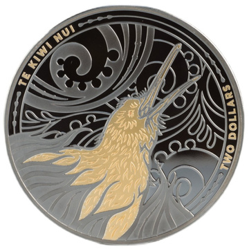 Kiwi pozłacany 2 uncje Srebra 2026 Black Proof
