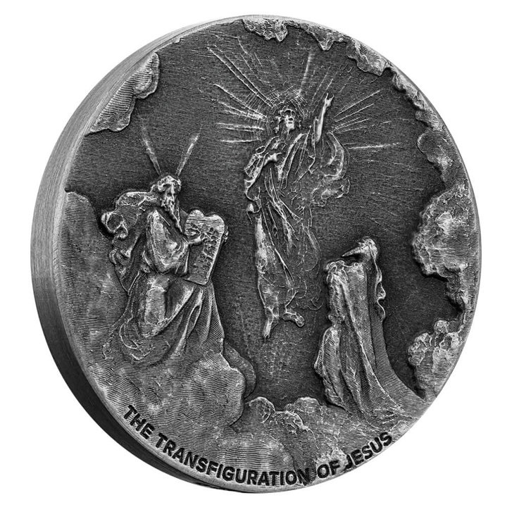 Niue: Biblical - The Transfiguration of Jesus 2 uncje Srebra 2021 Proof Antiqued Coin