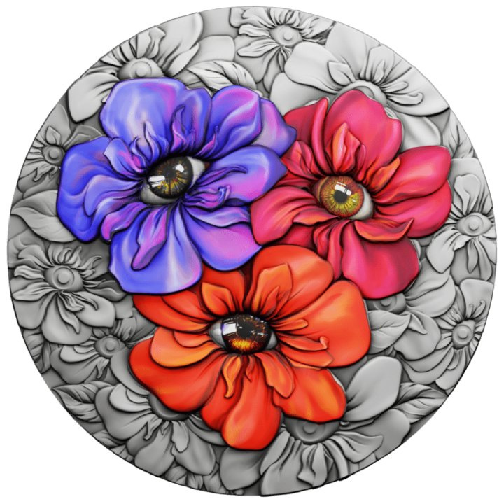 Niue: Fairy Tales - Googly Eyes kolorowane $1 Srebro 2021 High Relief Antiqued Coin