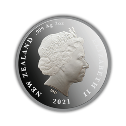 Tracz nowozelandzki kolorowany 2 uncje Srebra 2021 Proof