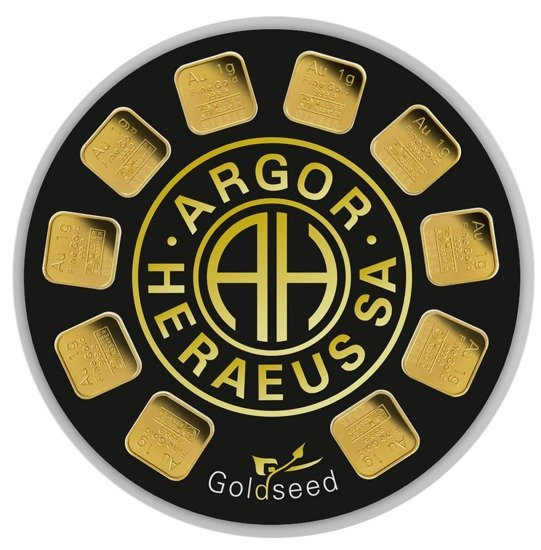 10 x 1 gram Sztabka Złota Round MultiCard Argor Heraeus