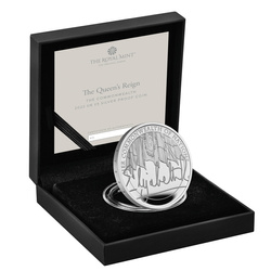 The Queens Reign - Commonwealth Srebro £5 2022 Proof 
