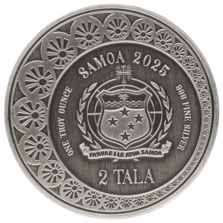 Samoa: Mermaid & Pearl 1 uncja Srebra 2025 Antiqued Coin