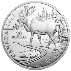 Nature's Impressions: Woodland Caribou 1 uncja Srebra 2017 Proof