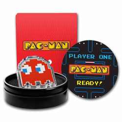 Niue: PAC-MAN GHOST "BLINKY" kolorowany 1 uncja Srebra 2022 Proof Shaped Coin