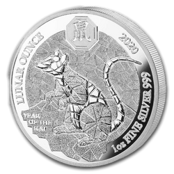 Rwanda: Lunar - Rok Szczura 1 uncja Srebra 2020 Proof