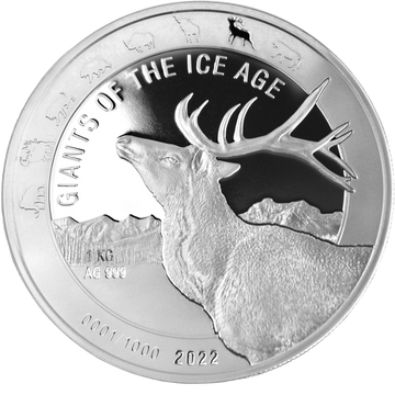 Ghana: Giants of the Ice Age - Renifer 1000 g Srebra 2022