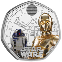 Star Wars: R2-D2 and C-3PO kolorowany 50p Srebro 2023 Proof