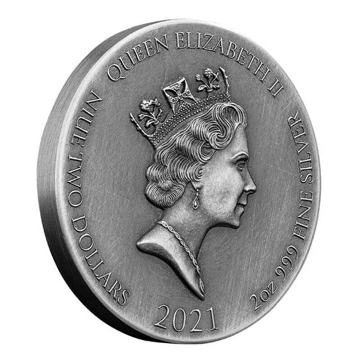 Niue: Biblical - The Transfiguration of Jesus 2 uncje Srebra 2021 Proof Antiqued Coin