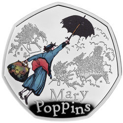 Mary Poppins kolorowana 50p Srebro 2025 Proof 