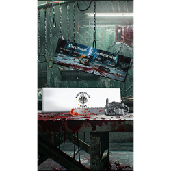 Ghana: Bloody Chainsaw kolorowany 2 uncje Srebra 2025 Antiqued Shaped Coin