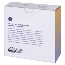 RAM: War Animals Remembrance kolorowany $2 Srebro 2024 Proof "C" Mintmark