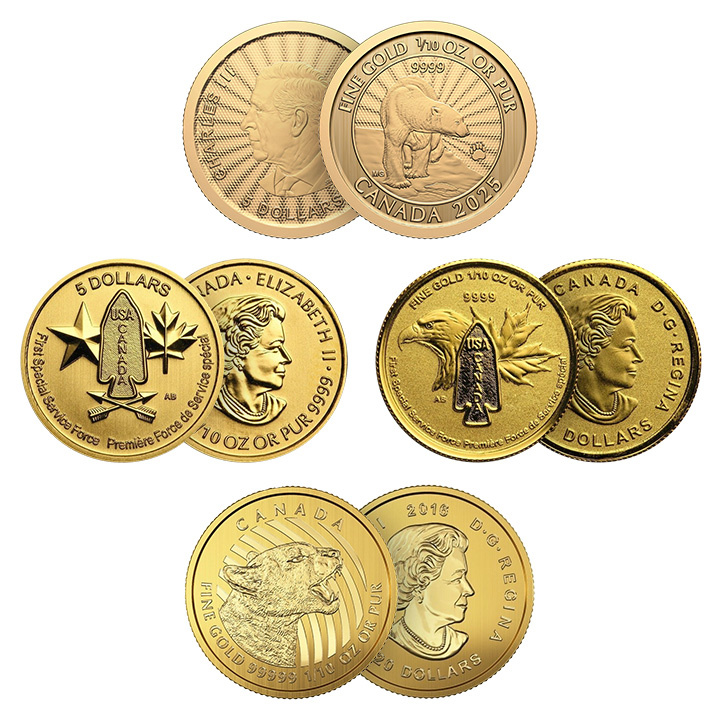 Royal Canadian Mint - Losowa Moneta 1/10 uncji złota 