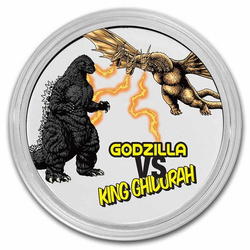 Niue: Godzilla vs Monsters - King Ghidorah kolorowany 2 uncje Srebra 2023 