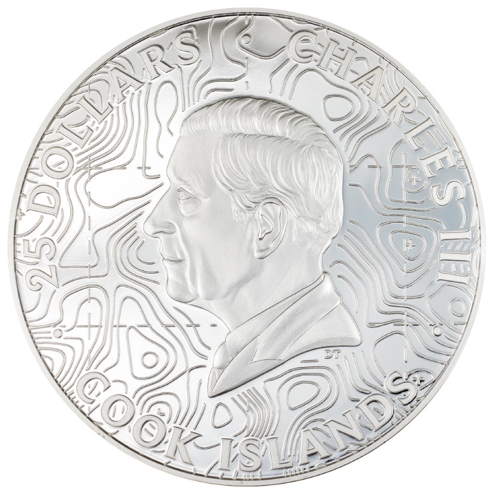 Cook Islands: Topography - Hawaii kolorowany 5 uncji Srebra 2024 Proof