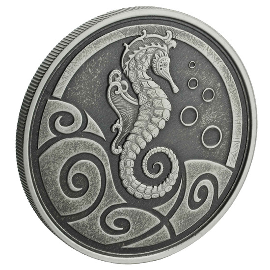 Samoa: Konik Morski 1 uncja Srebra 2019 Antiqued Coin