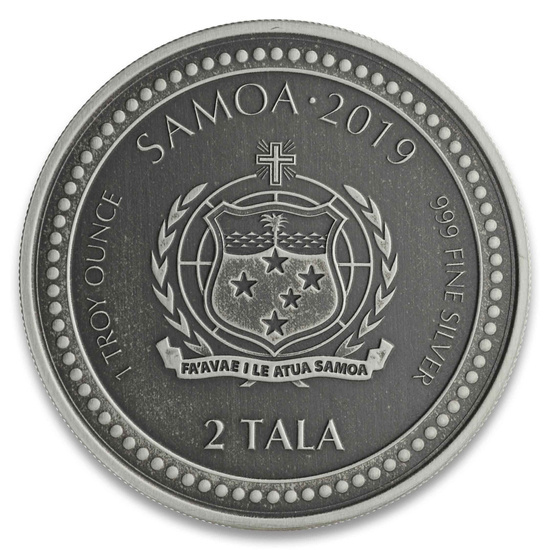 Samoa: Konik Morski 1 uncja Srebra 2019 Antiqued Coin