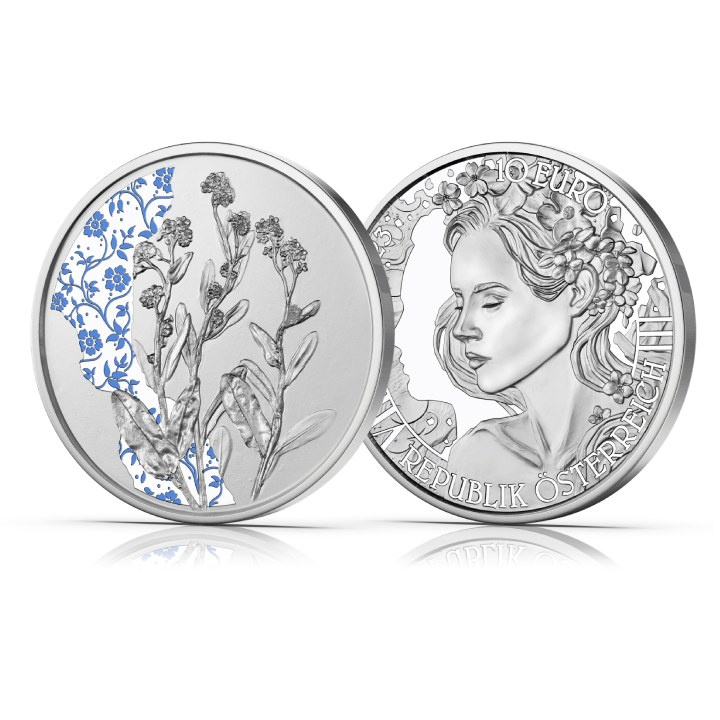 The forget-me-not kolorowany 10 Euro Srebro 2023 Proof